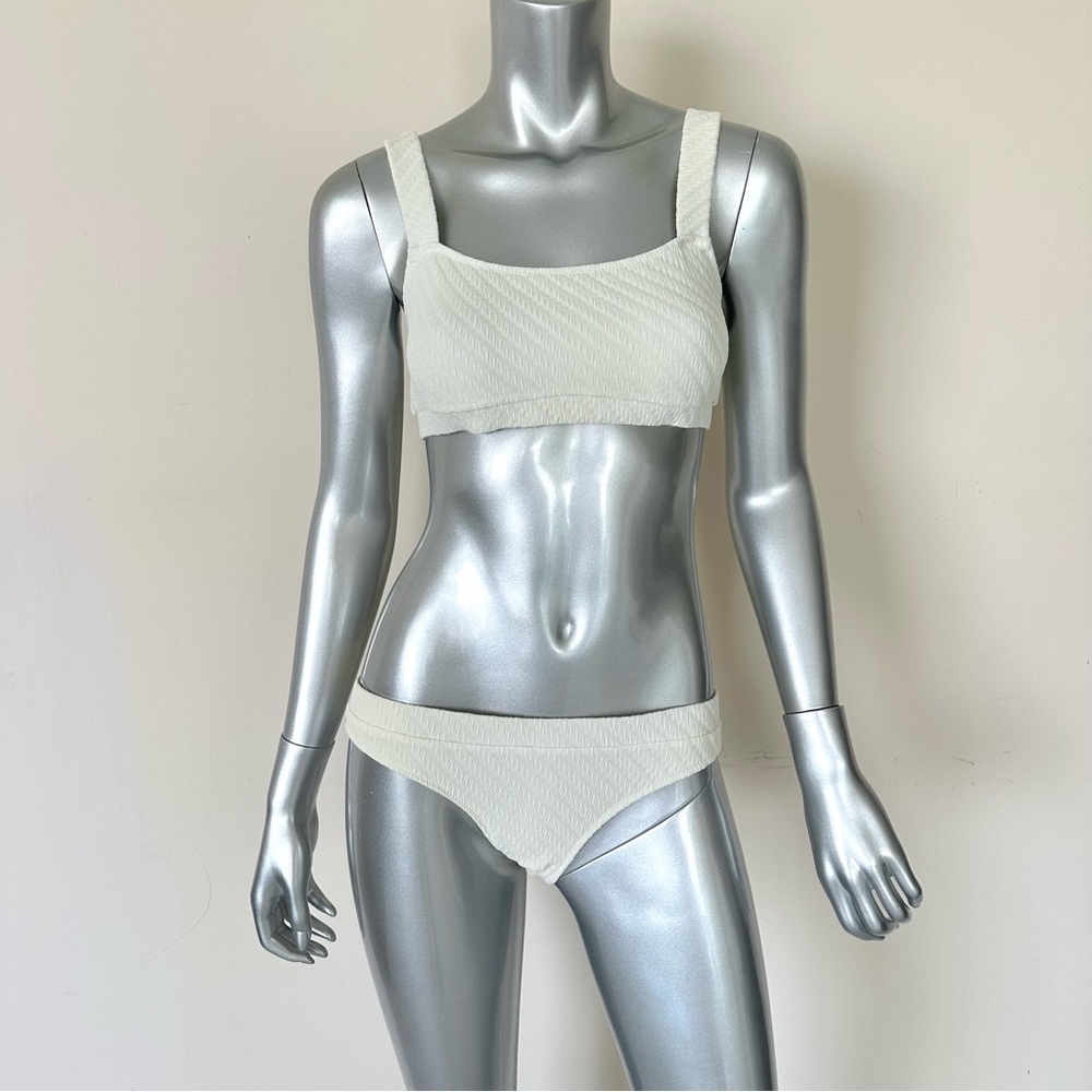 Solid and striped women bikini swimsuit size M